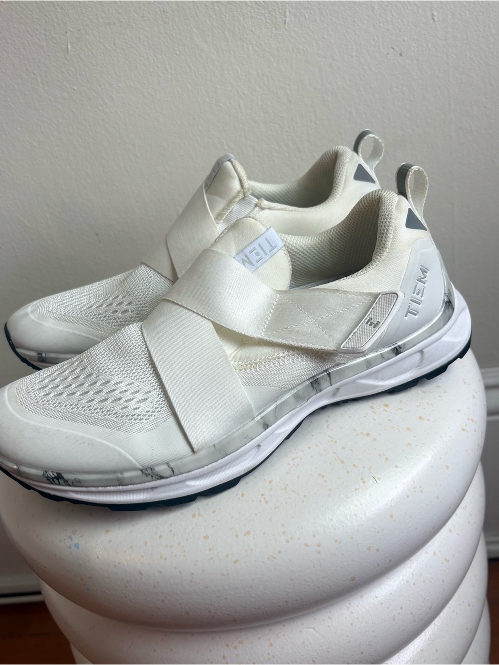 TIEM Women's White Sneakers with Marble-Detail Midsole cycling with spd cleat - Picture 3 of 5